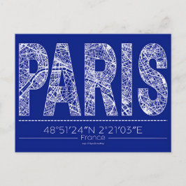 Paris Typografie Kaart Ansichtkaart Modern Reisont