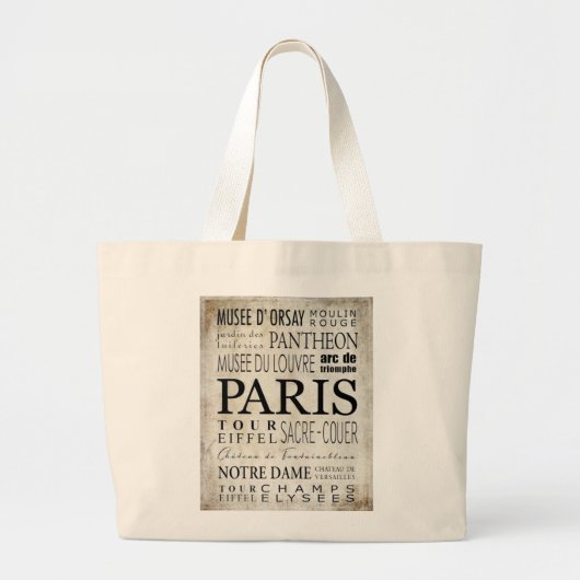 Paris Typografie - Subway Style Grote Tote Bag (Voorkant)