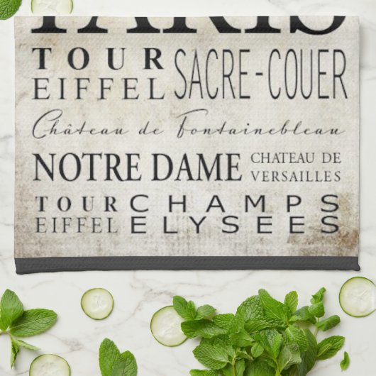 Paris Typografie - Subway Style Theedoek (Gevouwen)