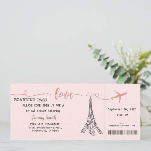 Paris Uitnodiging, Paris Bridal Shower Uitnodiging (Staand voorkant)