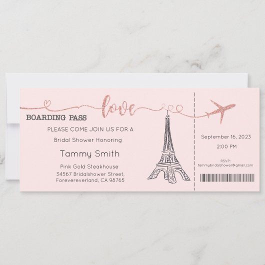 Paris Uitnodiging, Paris Bridal Shower Uitnodiging (Voorkant)