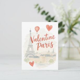 Paris Valentijn Aquarelkaart – Eiffeltoren Feestdagenkaart