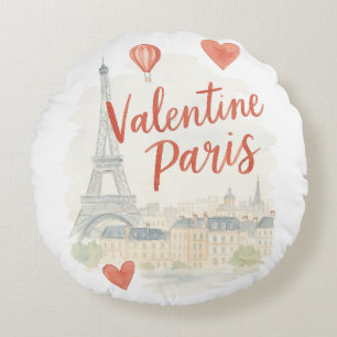 Paris Valentijn-waterverf – Eiffeltoren Liefde Rond Kussen