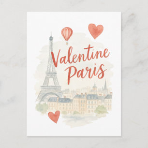 Paris Valentijnskaart met waterverf – Eiffeltoren Briefkaart