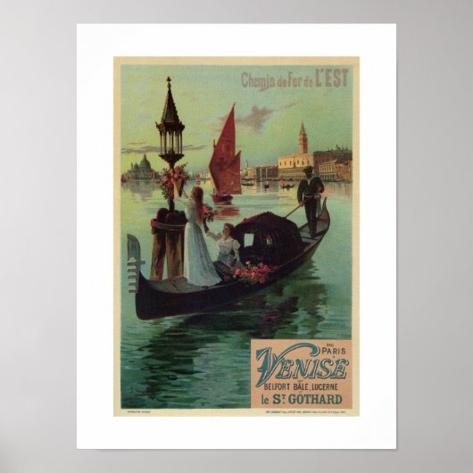 Paris Venice Italy vintage travel ad romantic Poster (Voorkant)