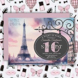 Paris Vintage Eiffel Tower Sweet 16 Birthday  Kaart