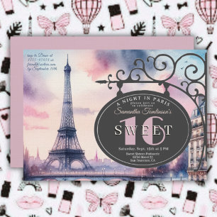 Paris Vintage Eiffeltoren Sweet 16 Verjaardag  Kaart