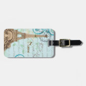 Paris Vintage Franse Schrijfstijl Aqua Bagage Labe Bagagelabel (Voorkant horizontaal)
