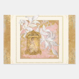 Paris Vintage Gilded Rococo Ephemera Elegant Woman Inpakpapier Vel