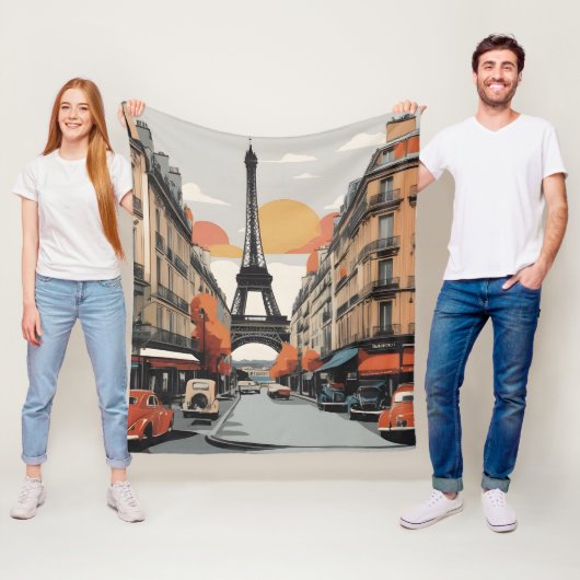 Paris vintage poster fleece deken (In situ)