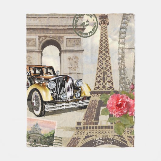 Paris vintage poster. , poster, parijs, oud. fleece deken (Voorkant)