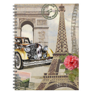 Paris vintage poster. , poster, parijs, oud. notitieboek