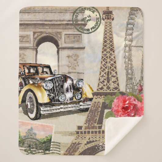 Paris vintage poster. , poster, parijs, oud. sherpa deken (Voorkant)