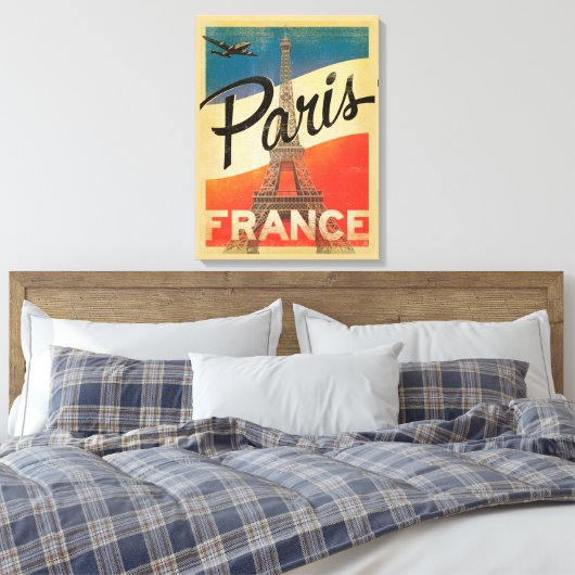 Paris Vintage Reizen Canvas Print (Insitu (Slaapkamer))