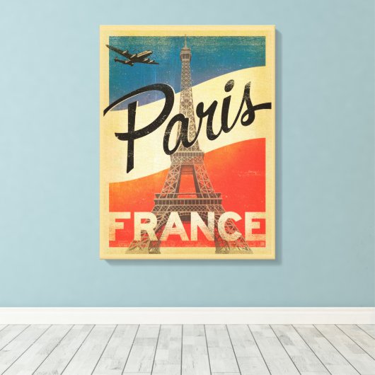 Paris Vintage Reizen Canvas Print (Insitu (Houten vloer))