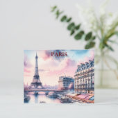 Paris Vintage Travel Tourism Briefkaart toevoegen (Staand voorkant)