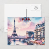Paris Vintage Travel Tourism Briefkaart toevoegen (Voorkant / Achterkant)