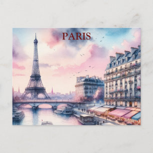 Paris Vintage Travel Tourism Briefkaart toevoegen
