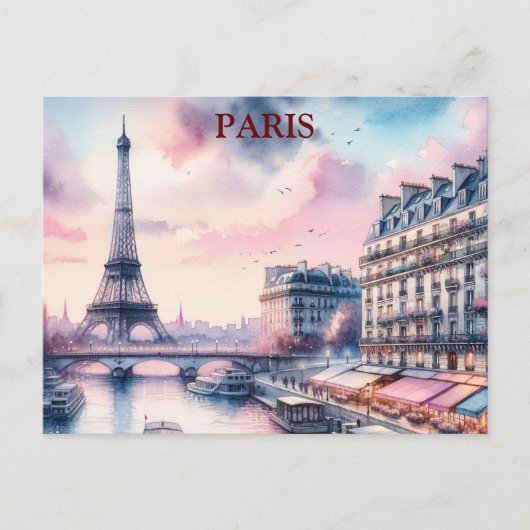 Paris Vintage Travel Tourism Briefkaart toevoegen (Voorkant)