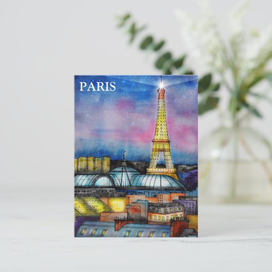 Paris Vintage Travel Tourism Briefkaart toevoegen (Staand voorkant)