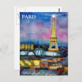 Paris Vintage Travel Tourism Briefkaart toevoegen (Voorkant / Achterkant)