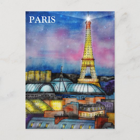 Paris Vintage Travel Tourism Briefkaart toevoegen (Voorkant)