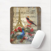  Paris & vogelmuziek bladcollage Muismat (Met muis)