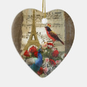  Paris & vogels muziekblad collage Keramisch Ornament (Rechts)