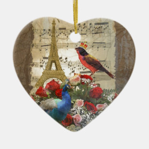  Paris & vogels muziekblad collage Keramisch Ornament