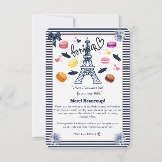 Paris w / Liefde voor onze Sweet Bebe Baby shower Bedankkaart (Voorkant)