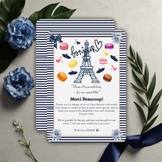 Paris w / Liefde voor onze Sweet Bebe Baby shower Bedankkaart