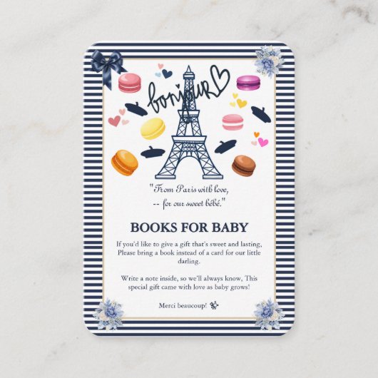 Paris w / Liefde voor onze Sweet Bebe Baby shower Informatiekaartje (Voorkant)