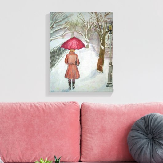 Paris Walk in de sneeuw Canvas Afdruk (Insitu (Woonkamer))