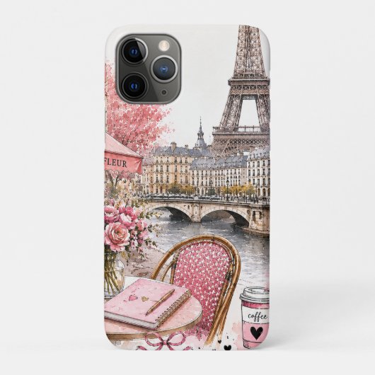 Paris Watercolor Roze iPhone / iPad hoesje (Achterkant)