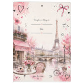 Paris Watercolor Roze klembord (Achterkant)