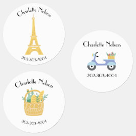 Paris Waterdichte Circle Sticker Naam Labels