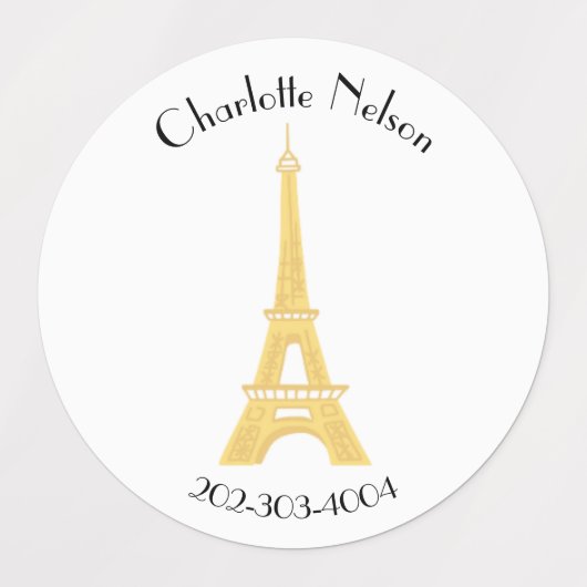 Paris Waterdichte Circle Sticker Naam Labels (Design 1)