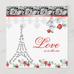 Paris Weddenschap Uitnodiging Rode Roses Black Whi
