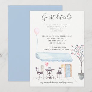 Paris Wedding Guest Details waterverf floral Kaart
