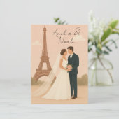 Paris Wedding Invitation | Elegant Eiffel Tower Kaart (Staand voorkant)