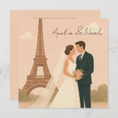 Paris Wedding Invitation | Elegant Eiffel Tower Save The Date (Voorkant / Achterkant)