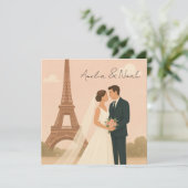 Paris Wedding Invitation | Elegant Eiffel Tower Save The Date (Staand voorkant)