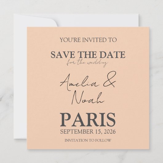 Paris Wedding Invitation | Elegant Eiffel Tower Save The Date (Achterkant)