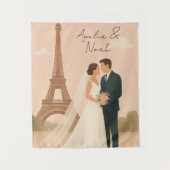 Paris Wedding Invitation | Elegant Eiffel Tower Wandkleed (Voorkant)