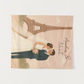 Paris Wedding Invitation | Elegant Eiffel Tower Wandkleed (Voorkant (horizontaal))