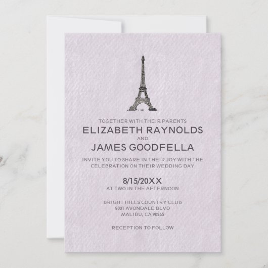 Paris Wedding Invitations Kaart (Voorkant)