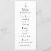 Paris Wedding Menu