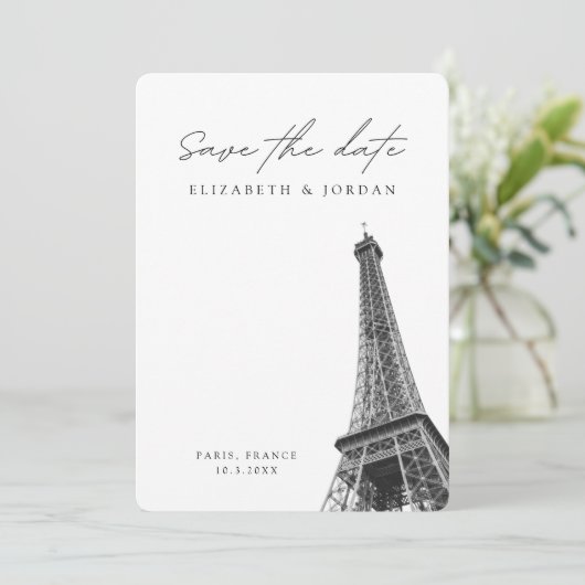 Paris Wedding Minimalist Save the Date Kaart (Staand voorkant)