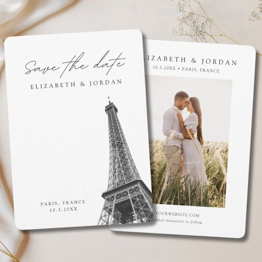 Paris Wedding Minimalist Save the Date Kaart