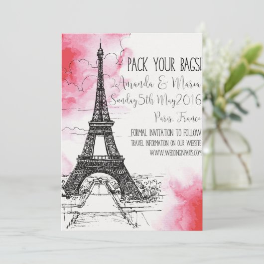 Paris Wedding op bestemming datum opslaan Save The Date (Staand voorkant)